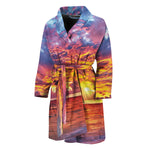 Maldives Sunset Print Men's Bathrobe