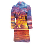 Maldives Sunset Print Men's Bathrobe