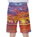 Maldives Sunset Print Men's Beach Shorts