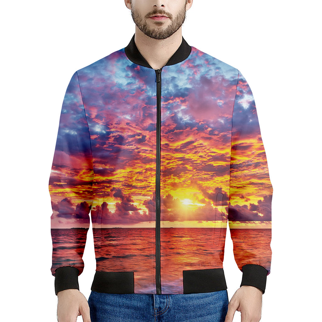 Maldives Sunset Print Men's Bomber Jacket