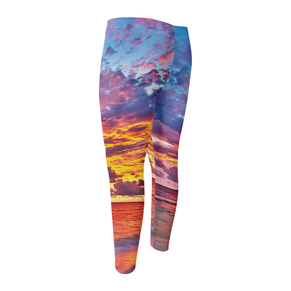 Maldives Sunset Print Men's Compression Pants