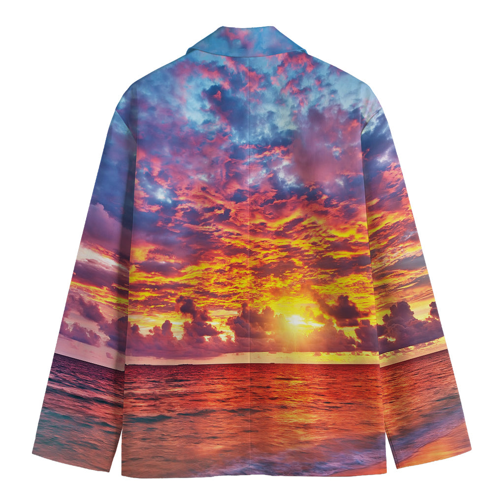 Maldives Sunset Print Men's Cotton Blazer