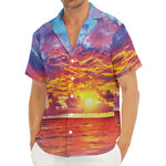 Maldives Sunset Print Men's Deep V-Neck Shirt