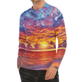 Maldives Sunset Print Men's Long Sleeve Rash Guard