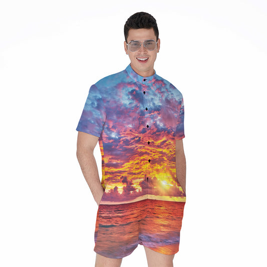 Maldives Sunset Print Men's Rompers