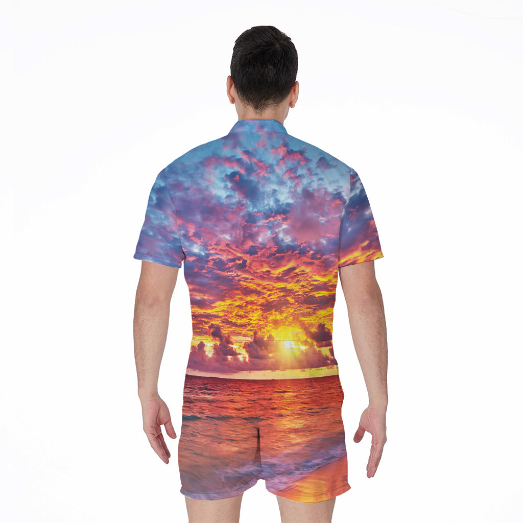 Maldives Sunset Print Men's Rompers