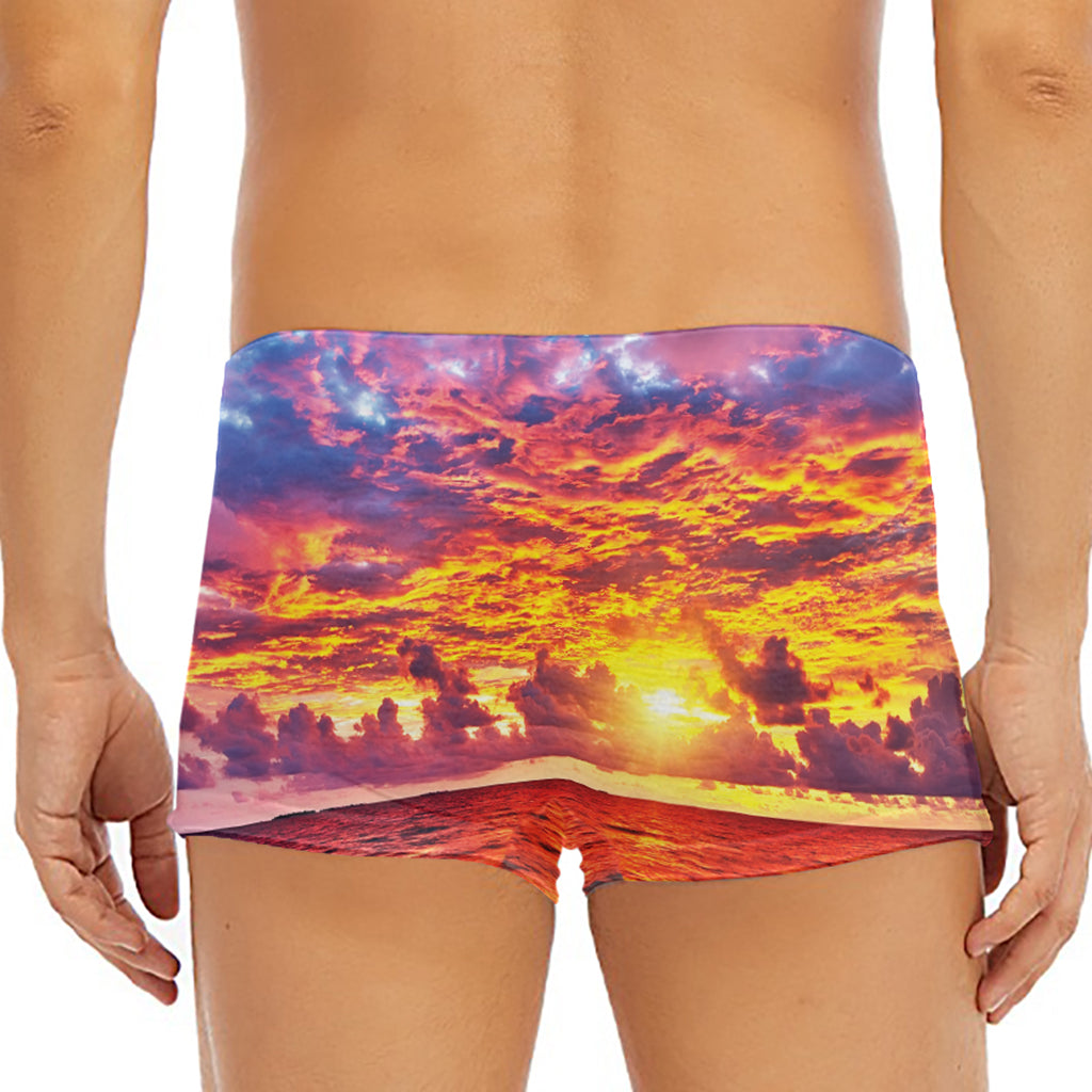 Maldives Sunset Print Men's Short Boxer Briefs