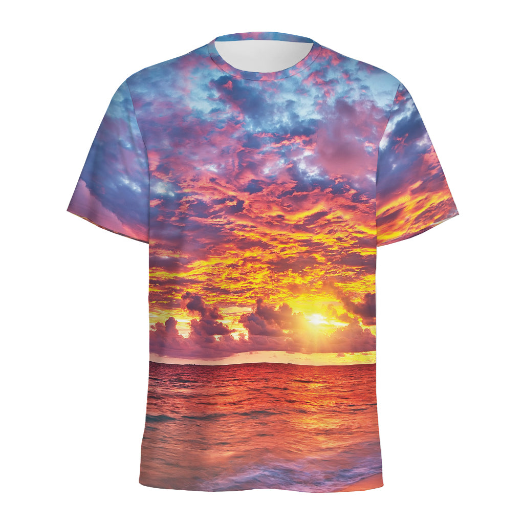 Maldives Sunset Print Men's Sports T-Shirt