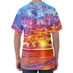 Maldives Sunset Print Men's Velvet T-Shirt