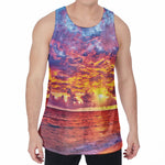Maldives Sunset Print Men's Velvet Tank Top