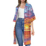 Maldives Sunset Print Open Front Beach Cover Up