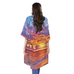 Maldives Sunset Print Open Front Beach Cover Up