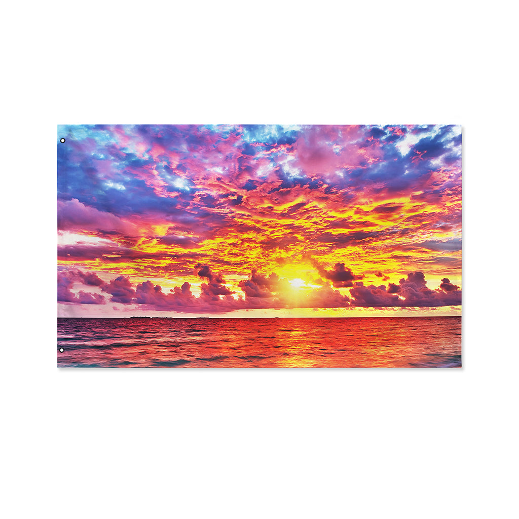 Maldives Sunset Print Polyester Flag