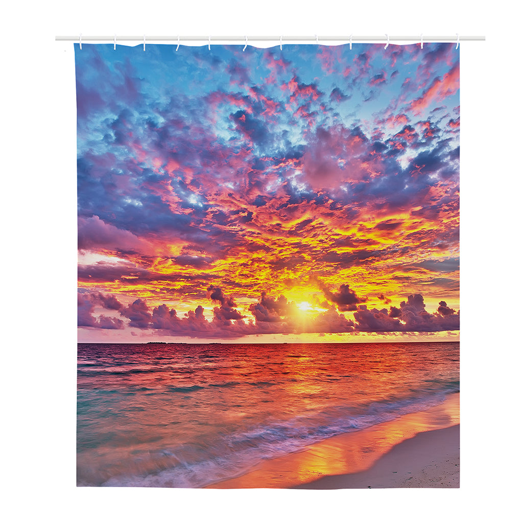Maldives Sunset Print Polyester Shower Curtain
