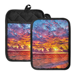 Maldives Sunset Print Pot Holders With Pocket