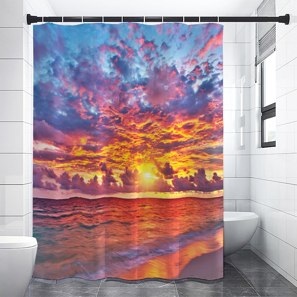 Maldives Sunset Print Premium Shower Curtain