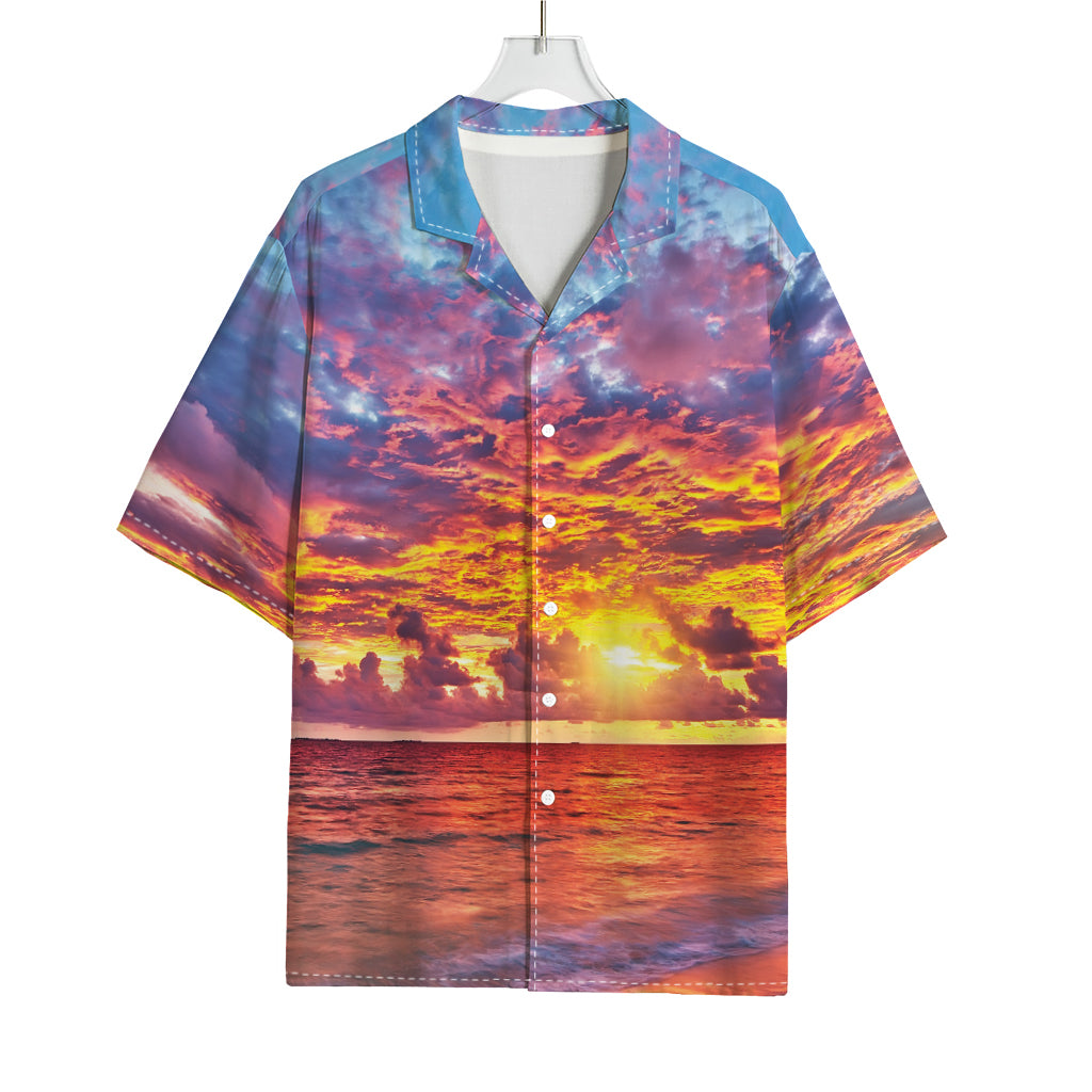 Maldives Sunset Print Rayon Hawaiian Shirt