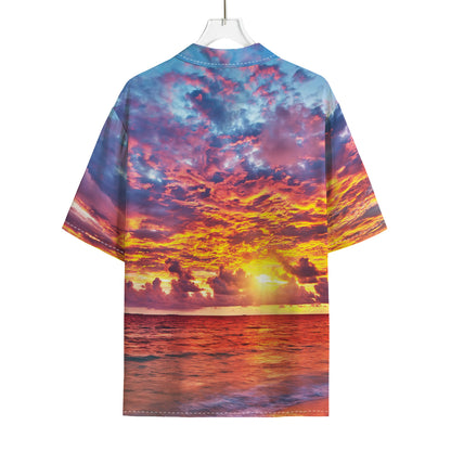 Maldives Sunset Print Rayon Hawaiian Shirt