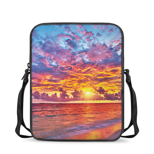 Maldives Sunset Print Rectangular Crossbody Bag
