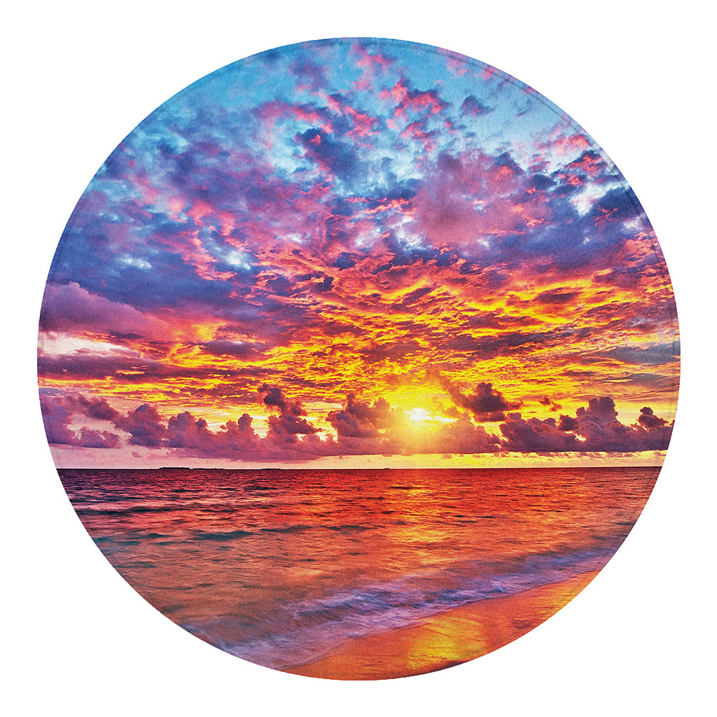Maldives Sunset Print Round Blanket
