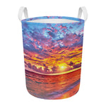 Maldives Sunset Print Round Laundry Basket