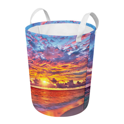 Maldives Sunset Print Round Laundry Basket