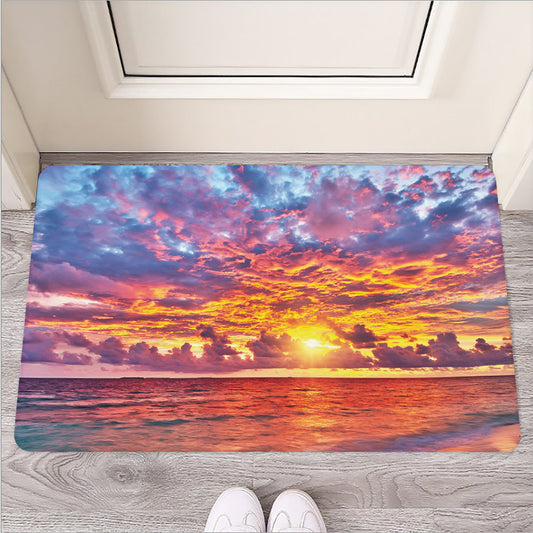 Maldives Sunset Print Rubber Doormat