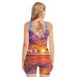 Maldives Sunset Print Sleeveless One Piece Swimsuit