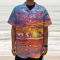 Maldives Sunset Print Textured Short Sleeve Shirt