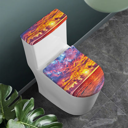 Maldives Sunset Print Toilet Lid And Tank Cover Set