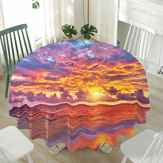Maldives Sunset Print Waterproof Round Tablecloth