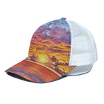 Maldives Sunset Print White Mesh Trucker Cap