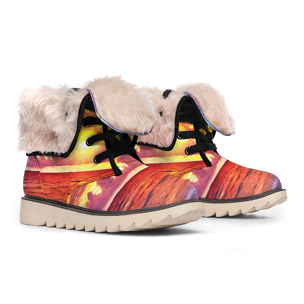 Maldives Sunset Print Winter Boots