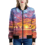 Maldives Sunset Print Women's Bomber Jacket