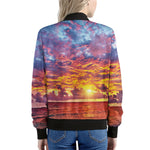 Maldives Sunset Print Women's Bomber Jacket