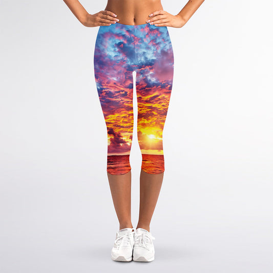 Maldives Sunset Print Women's Capri Leggings