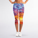 Maldives Sunset Print Women's Capri Leggings
