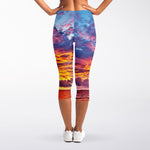 Maldives Sunset Print Women's Capri Leggings