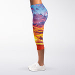 Maldives Sunset Print Women's Capri Leggings