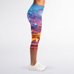 Maldives Sunset Print Women's Capri Leggings