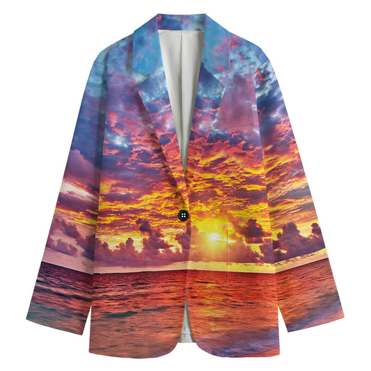 Maldives Sunset Print Women's Cotton Blazer