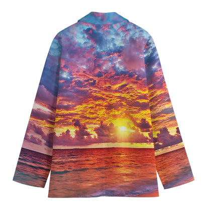 Maldives Sunset Print Women's Cotton Blazer