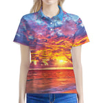 Maldives Sunset Print Women's Polo Shirt