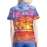 Maldives Sunset Print Women's Polo Shirt