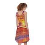 Maldives Sunset Print Women's Sleeveless Dress