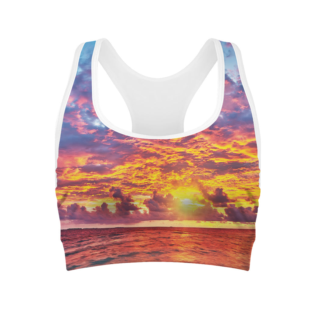 Maldives Sunset Print Women's Sports Bra