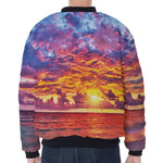 Maldives Sunset Print Zip Sleeve Bomber Jacket