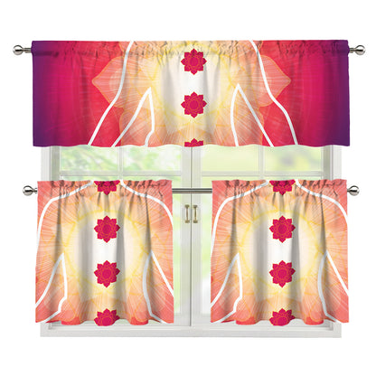 Mandala Chakras Aura Print 3 Piece Kitchen Curtains