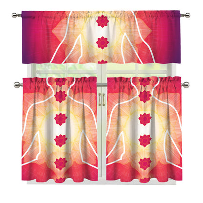 Mandala Chakras Aura Print 3 Piece Kitchen Curtains