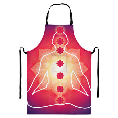 Mandala Chakras Aura Print Bib Apron With Pocket
